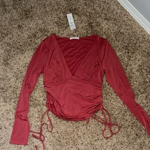 Timing Red Long Sleeve Wrap Bodysuit